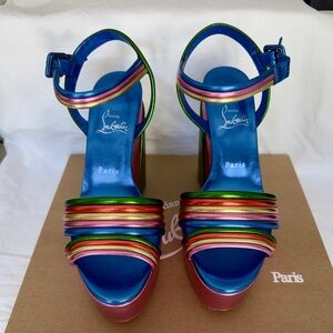 Christian Louboutin Manola Disco Leather Platform Sandals 120